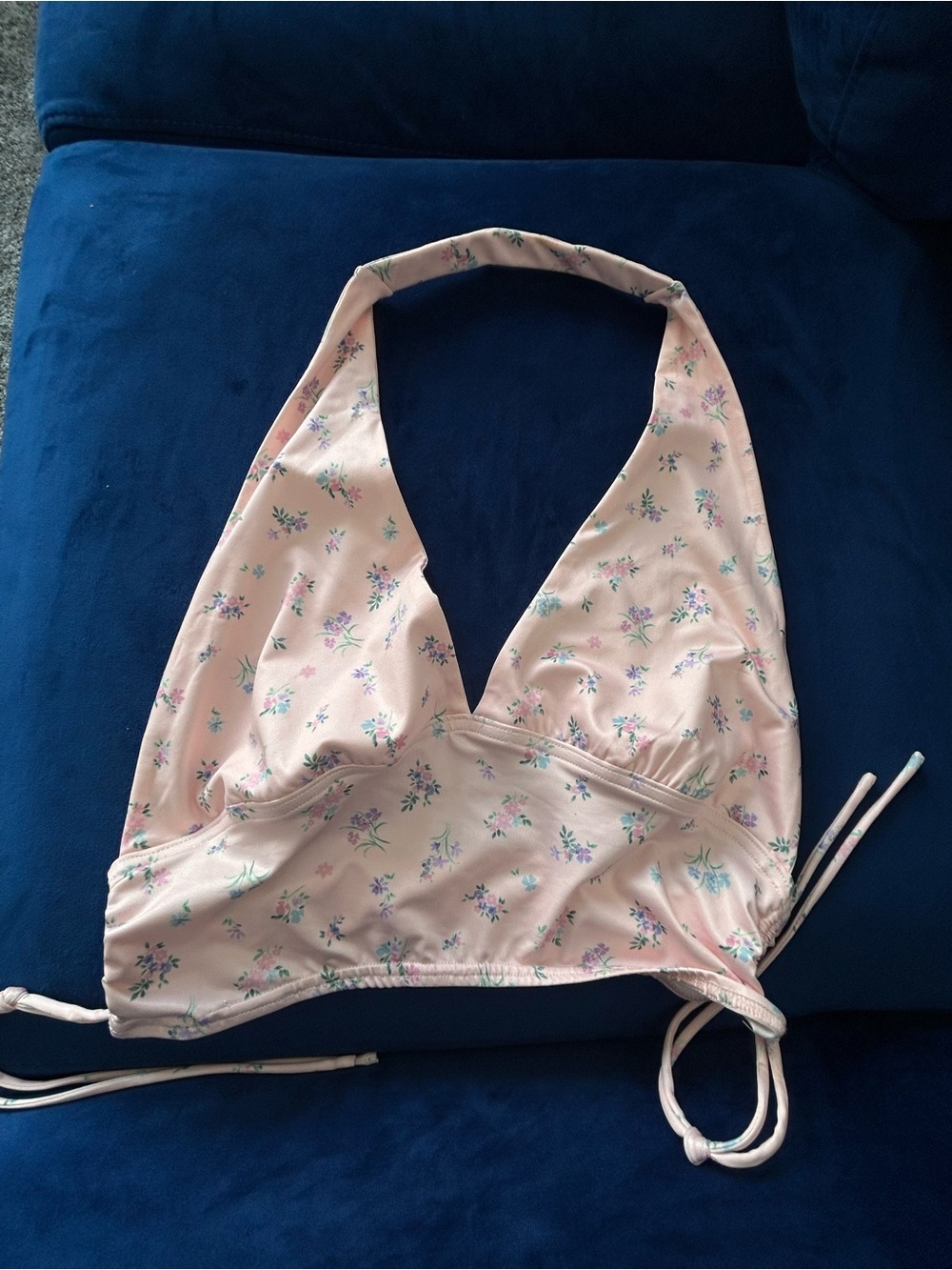 Princess Polly Pale Pink Floral Halter Swim Top